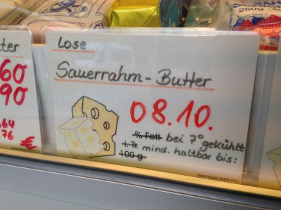 Etikette von loser Butter