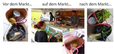 Marktgang mit mitgebrachten Gef&auml;&szlig;en